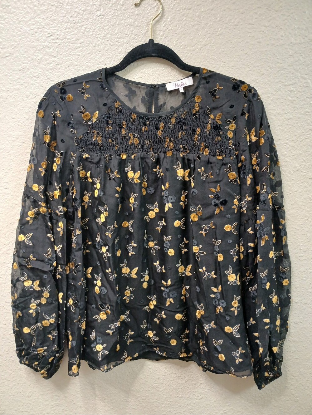 Parker Semi Sheer Floral Print Long Sleeve Top